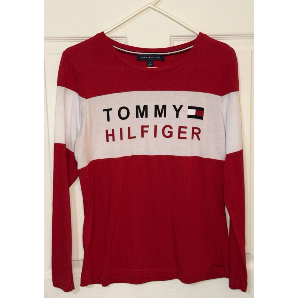 Tommy Hilfiger T-shirt Top Women's Long Sleeve Comfortable Cotton Blend Small